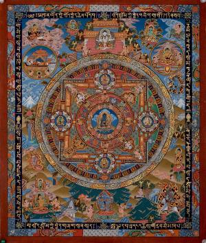 Medicine Buddha Mandala Thangka Painting | Original Hand-painted Tibetan Thangka for Wall Hanging | Home Decor For Meditation And Yoga